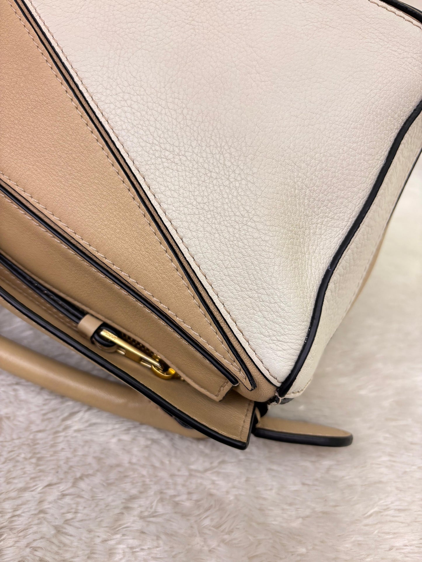 Loewe Puzzle Small Calfskin Dusty Beige Soft White GHW 2022