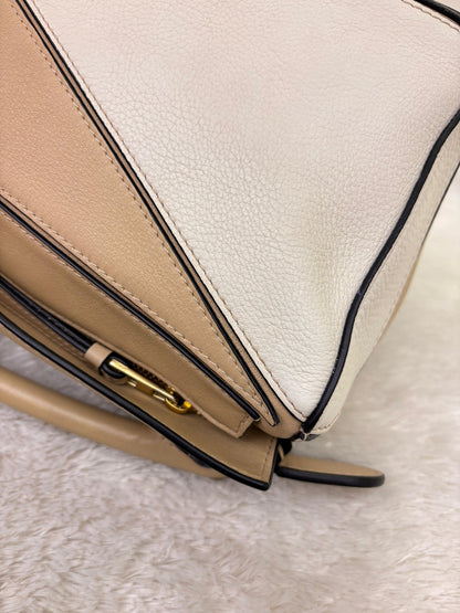 Loewe Puzzle Small Calfskin Dusty Beige Soft White GHW 2022