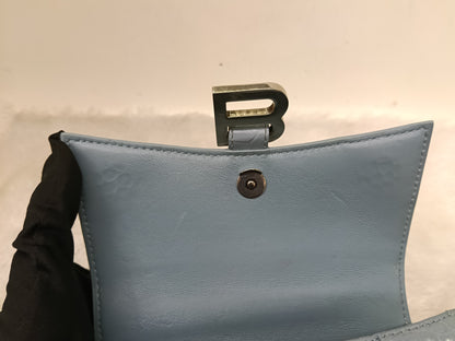 Balenciaga Hourglass XS Top Handle Croco Blue Grey SHW 2021