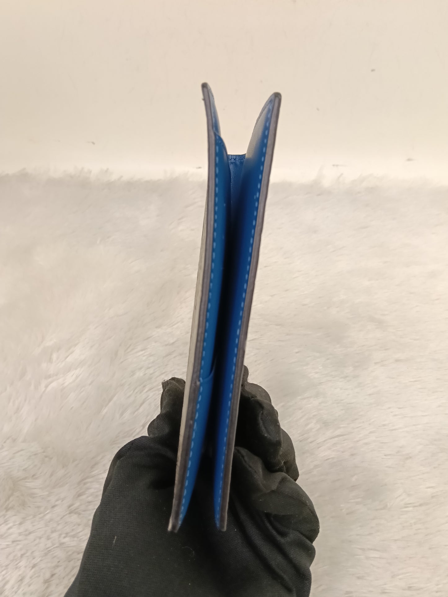 MCM Pasport Holder Rabbit Visetos Silver Blue