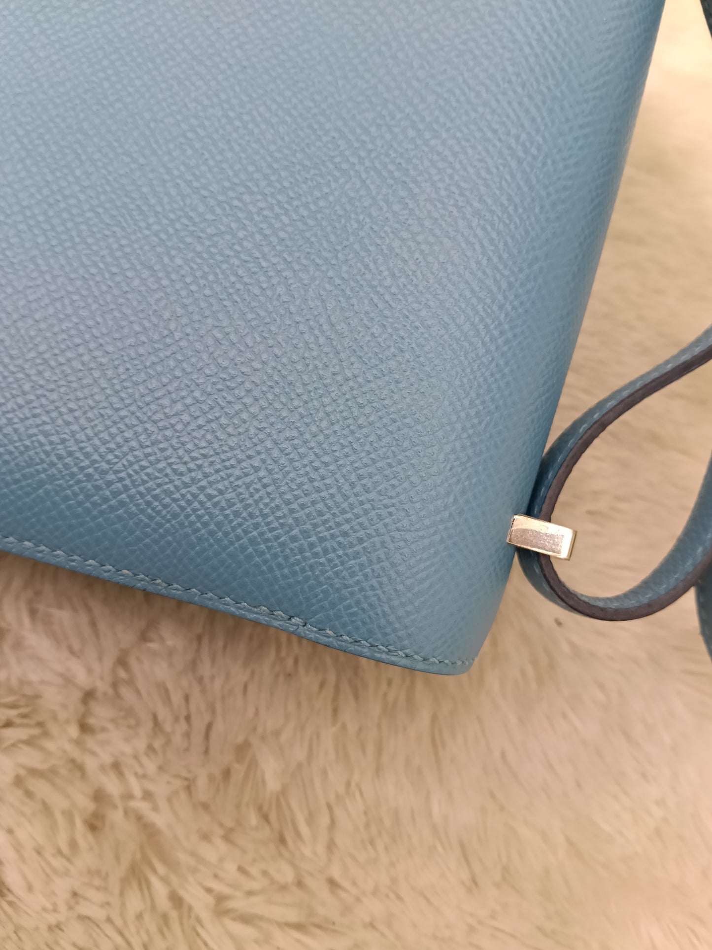 Hermes Constance 18 Epsom Bleu De Nord Rouge De Coeur Enamel PHW #Y