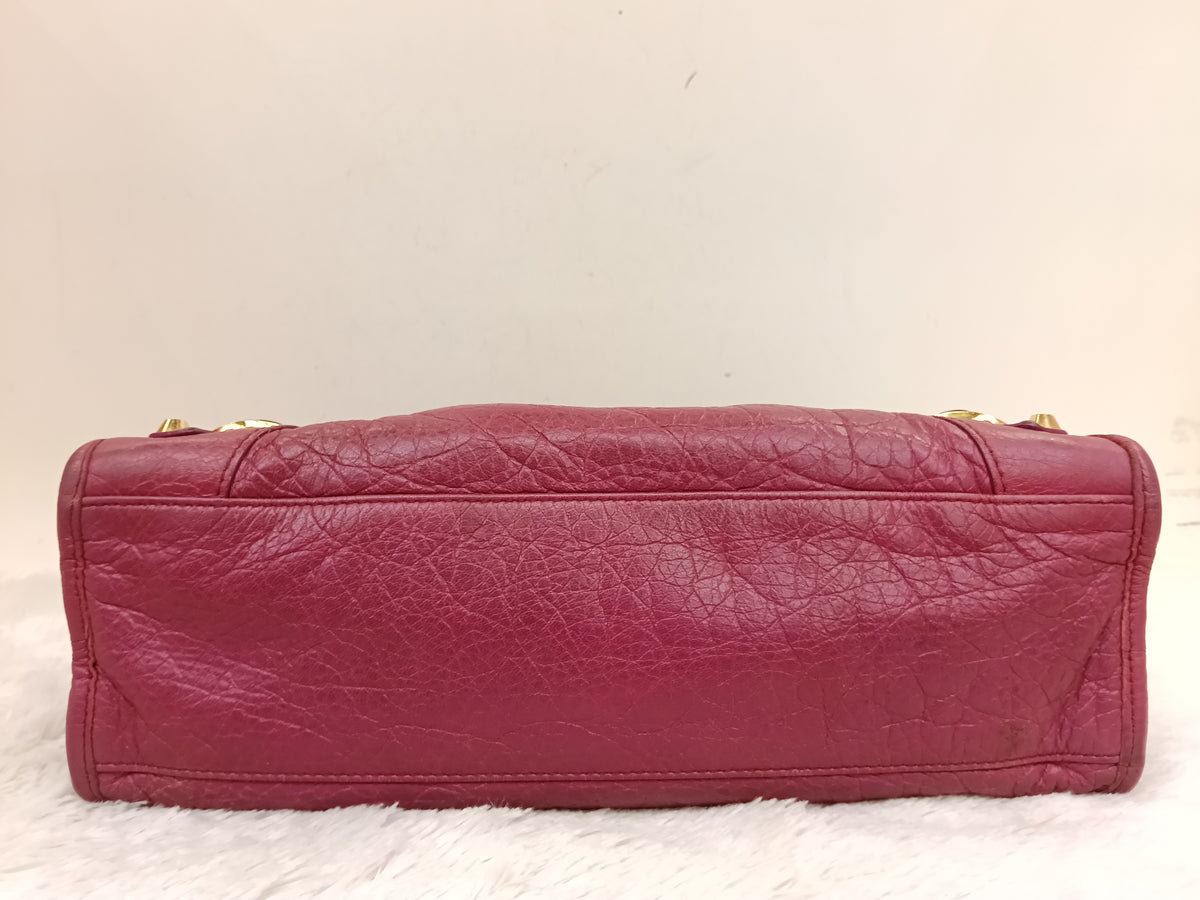 Balenciaga Small City Classic Burgundy GHW 2017