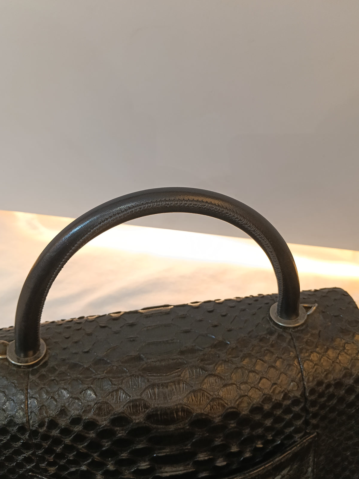 Chanel Coco Handle Medium Python Black RHW #23