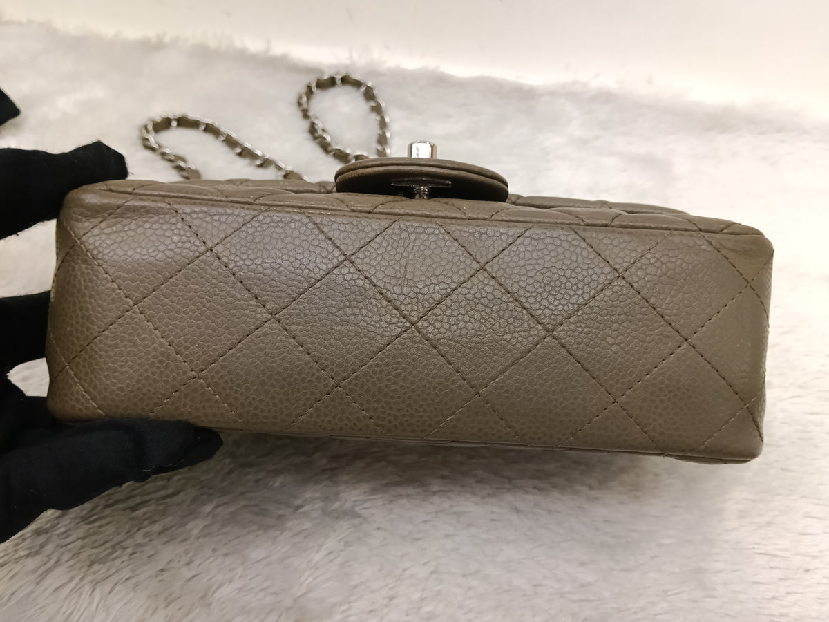 Chanel Mini Rectangular Caviar Khaki SHW SF #17