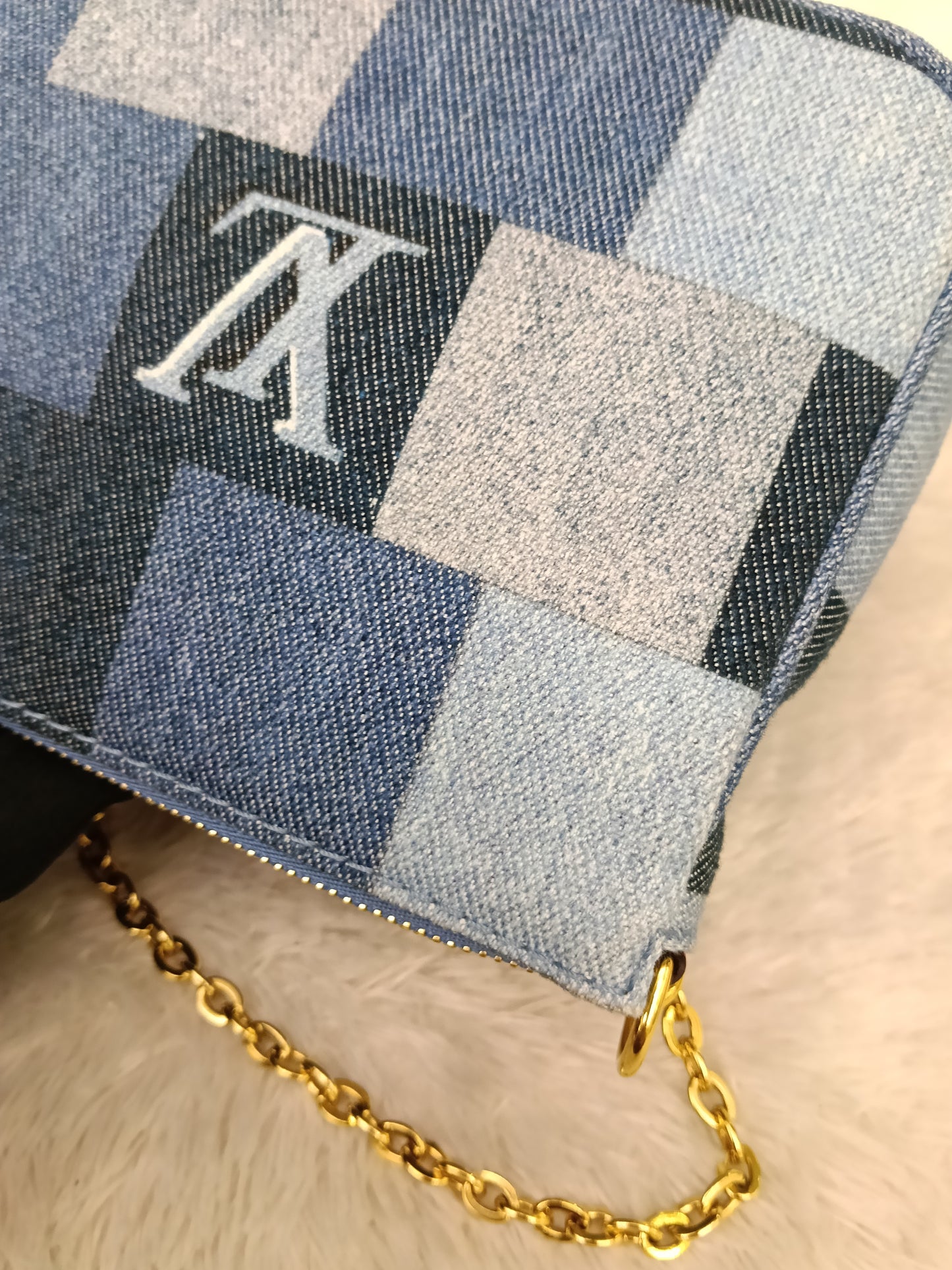 LV Multi Pochette Accessories Monogram Denim Blue Rouge 2019