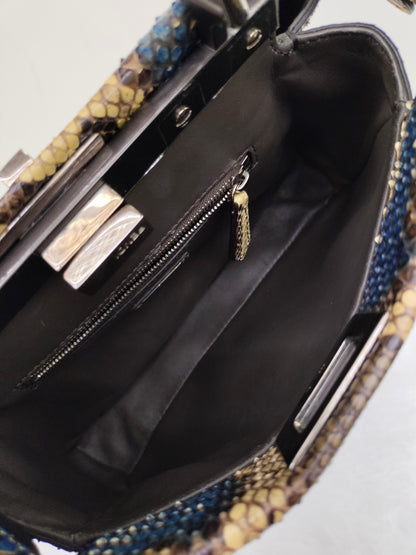 Fendi Peekaboo Mini Python Blue Beige SHW