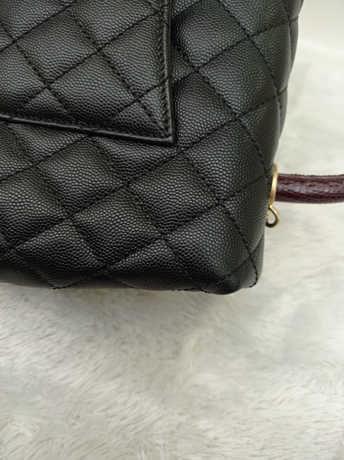 Chanel Coco Handle Medium Caviar Black Handle Lizard GHW #23