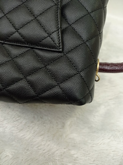 Chanel Coco Handle Medium Caviar Black Handle Lizard GHW #23