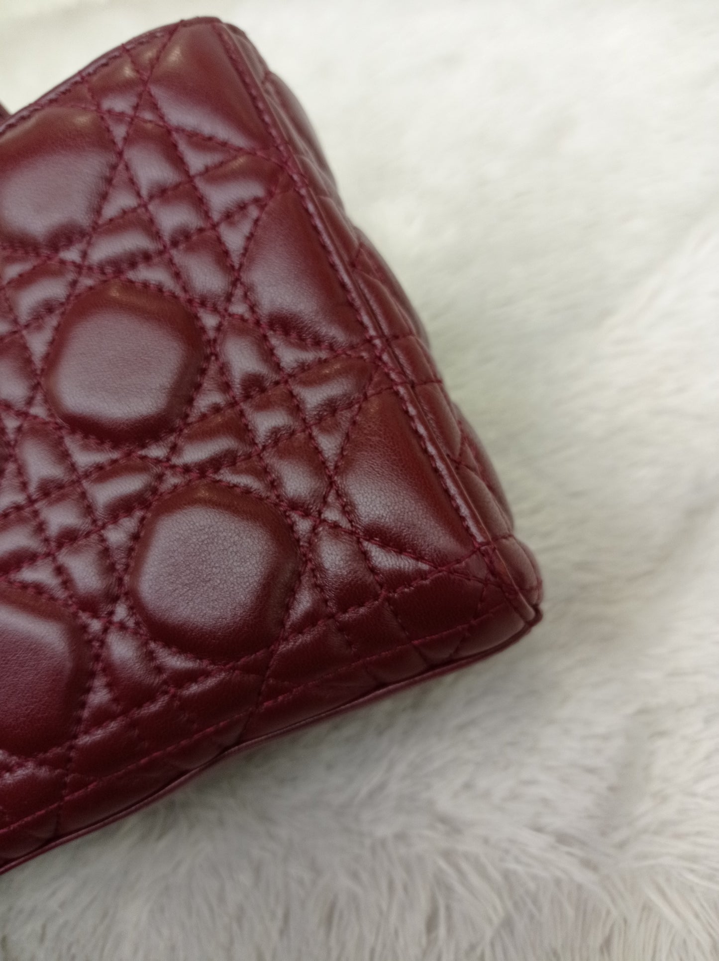 Dior Lady D'Joy Medium Lamb Burgundy GHW 2016
