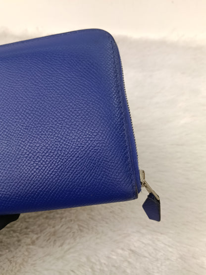 Hermes Azap Long Wallet Epsom Blue Saphire PHW #P square
