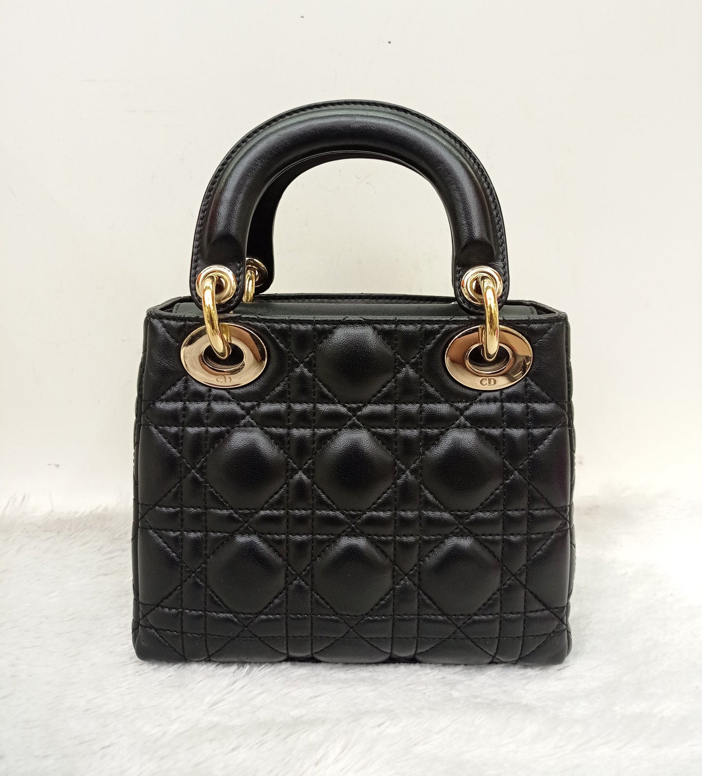 Lady Dior Mini Lamb Pearl Embellished Black GHW 2010