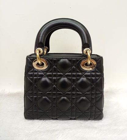 Lady Dior Mini Lamb Pearl Embellished Black GHW 2010