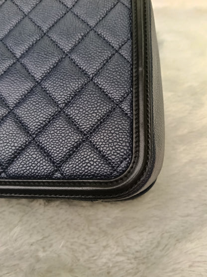 Chanel Filigree Vanity Case Medium Caviar Blue Black GHW #26