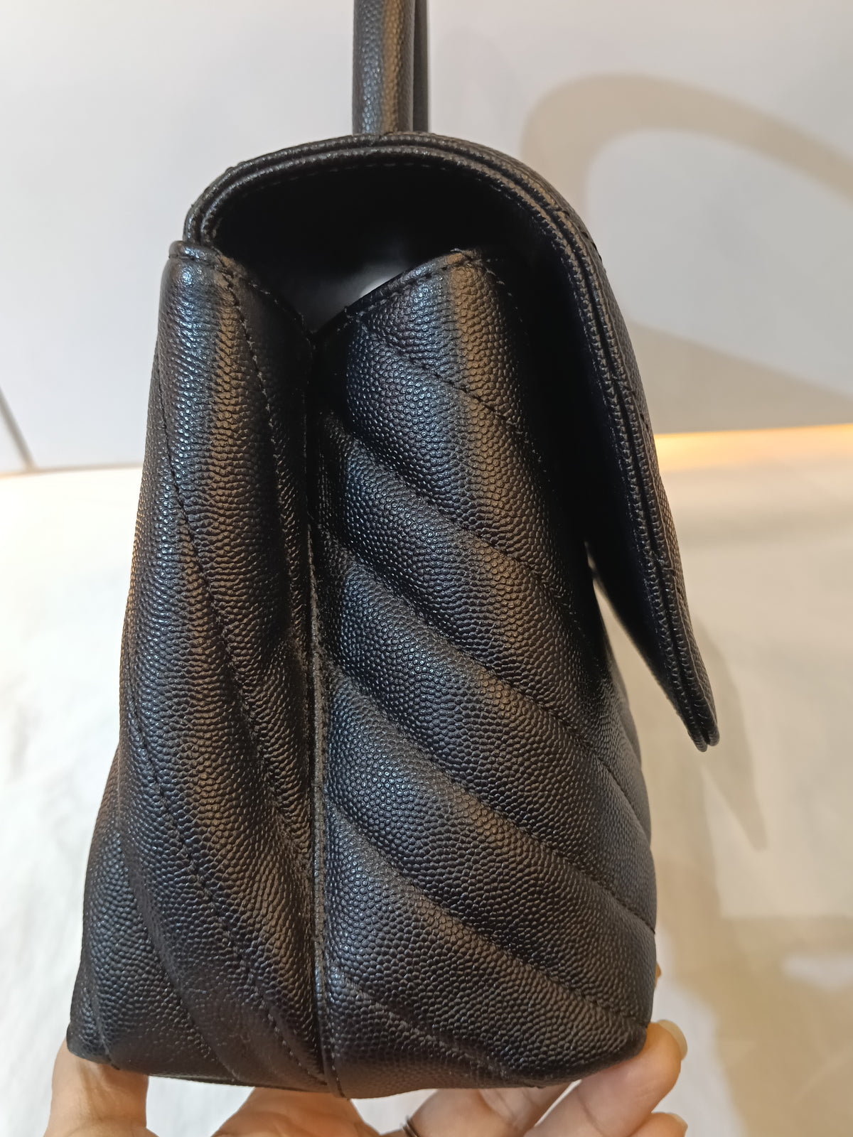 Chanel Coco Handle Medium Chevron Caviar Black GHW #26