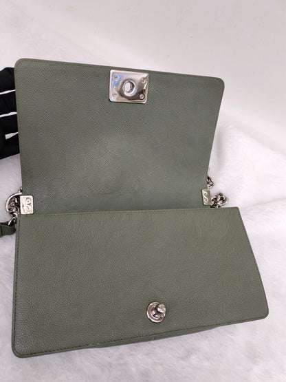 Chanel Boy 25 Caviar Green SHW #25