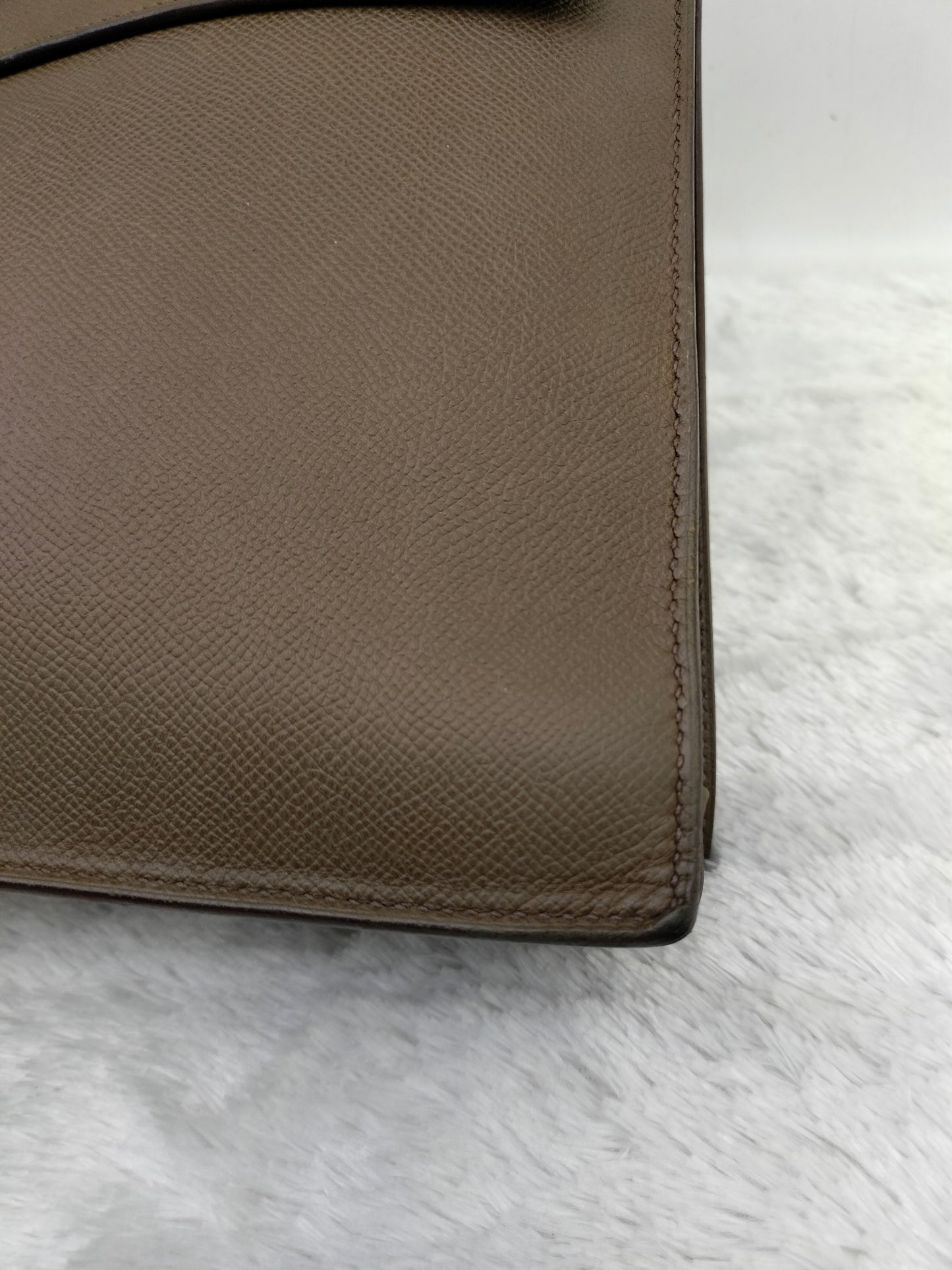 Hermes Kelly Depeches Briefcase Epsom Etoupe PHW #K square