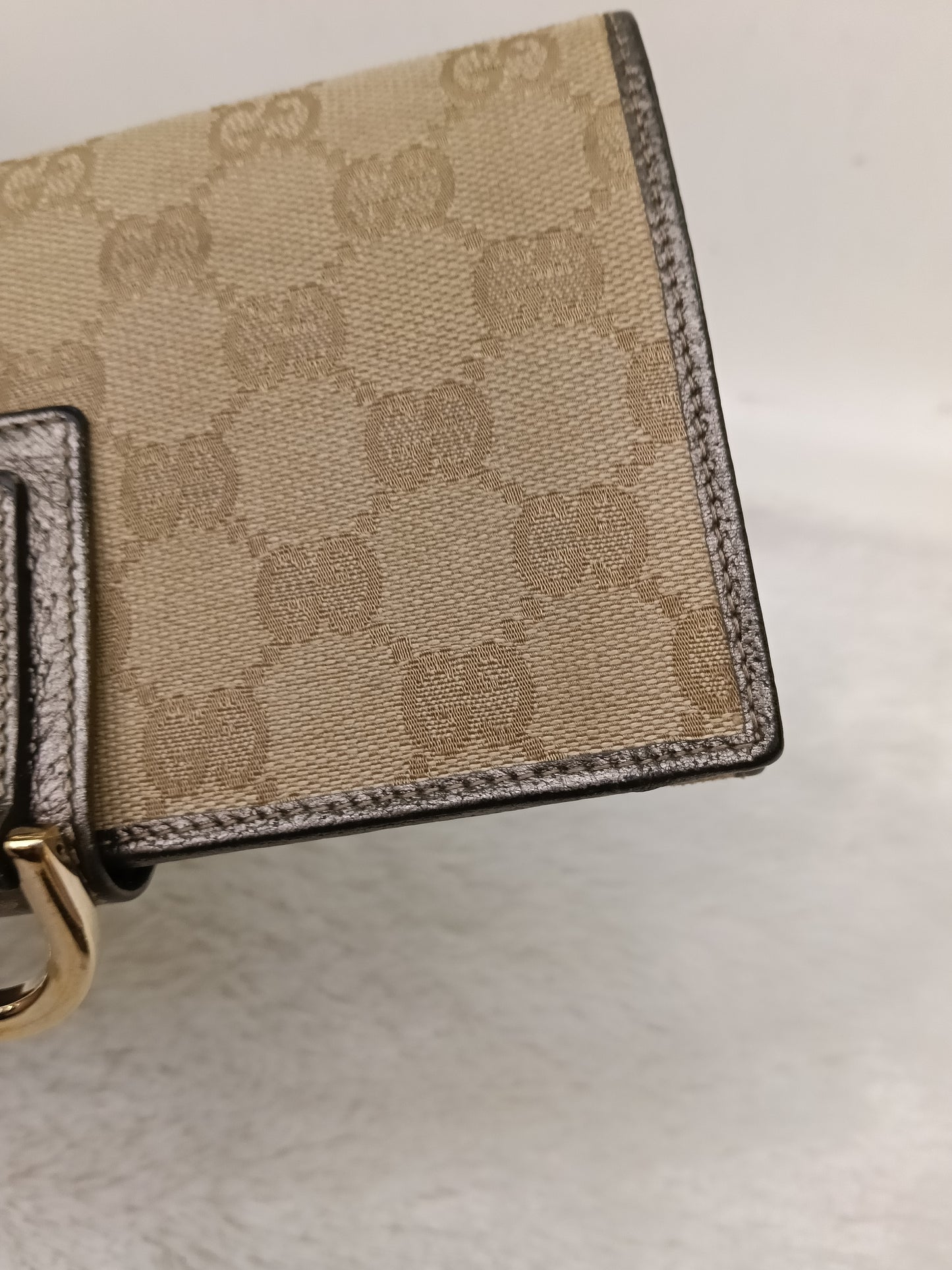 Gucci Wallet Continental D-Ring Canvas Beige Silver GHW 2007
