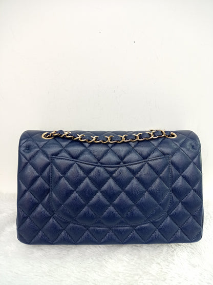 Chanel Medium Caviar Dark Blue GHW DF #24