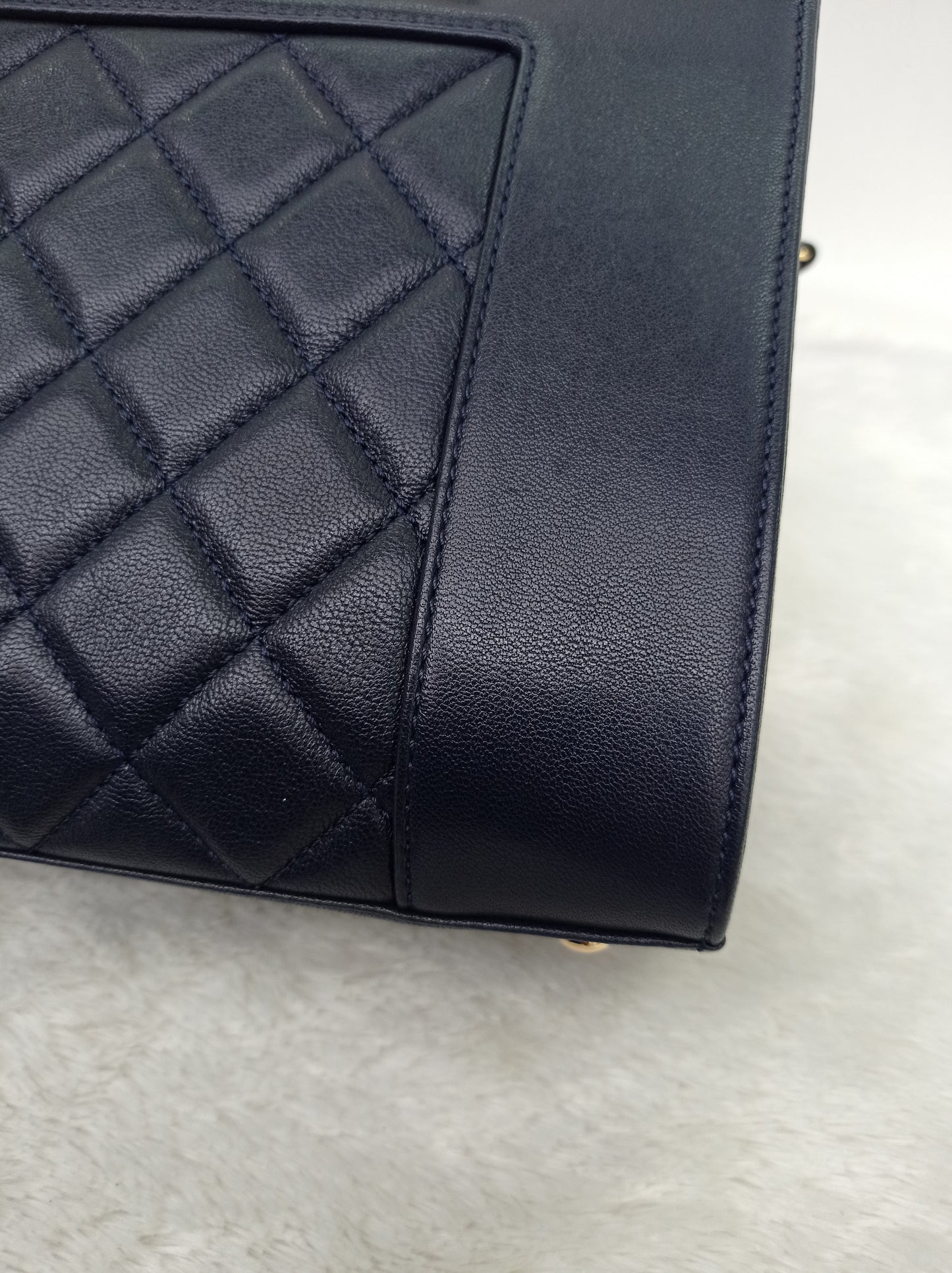 Chanel Mademoiselle Tote Calfskin Navy Blue GHW #23