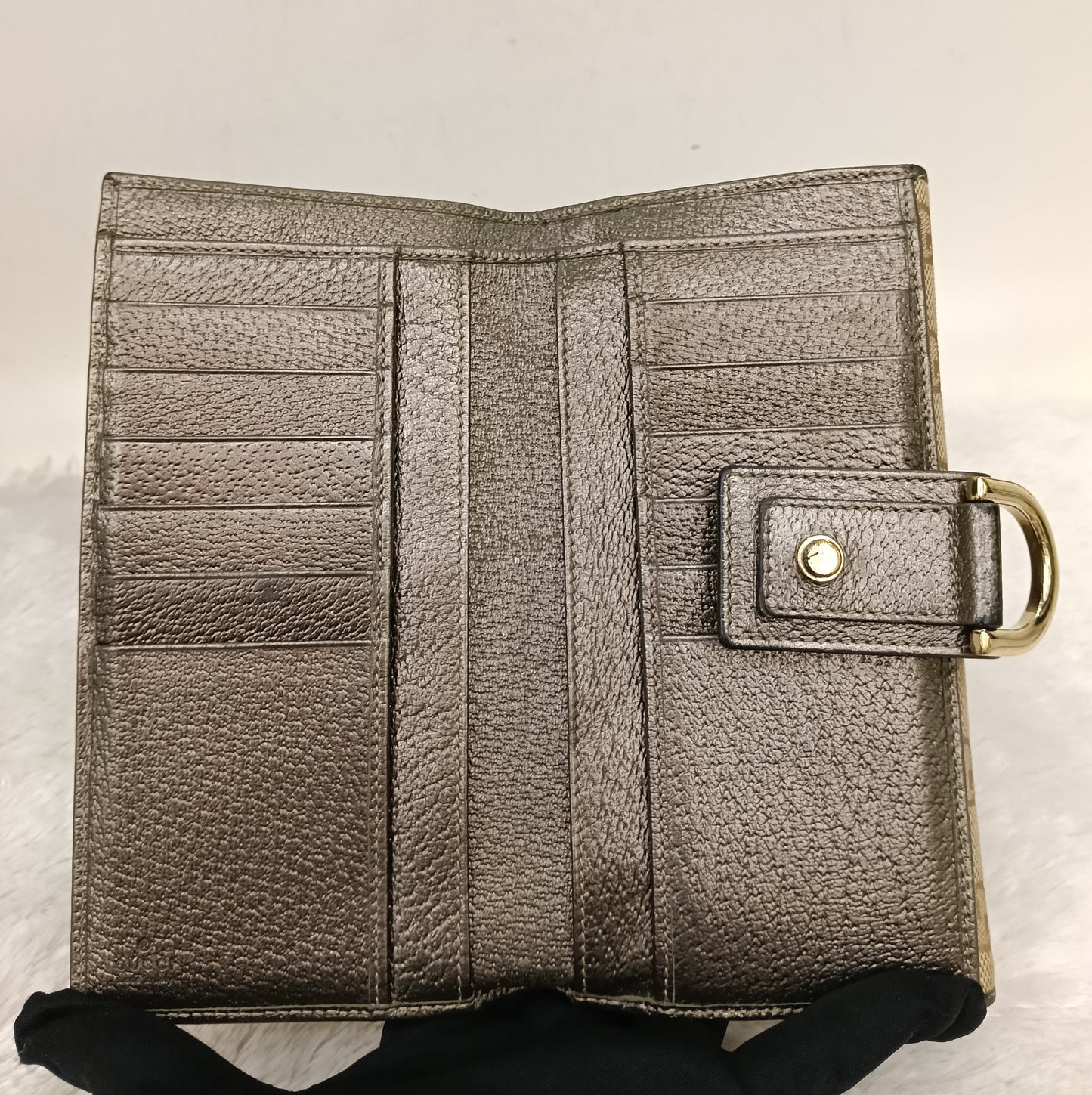Gucci Wallet Continental D-Ring Canvas Beige Silver GHW 2007