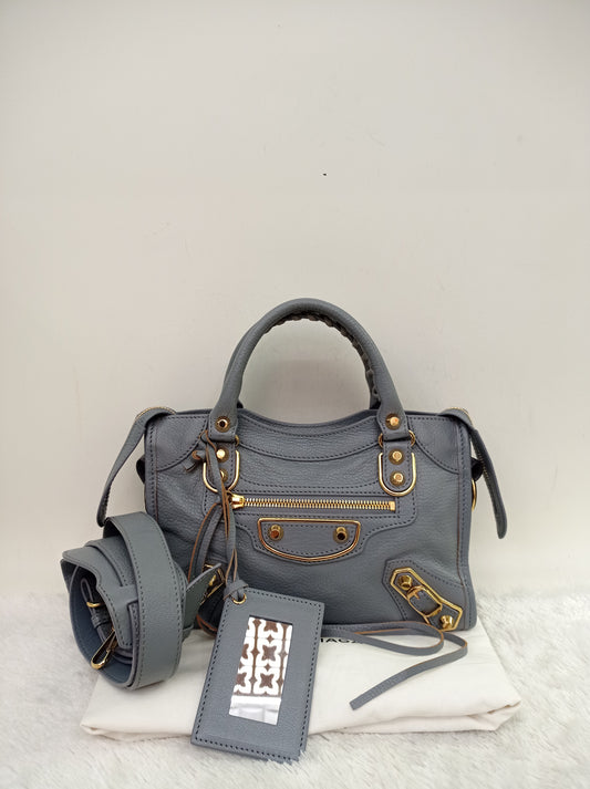 Balenciaga Mini City Edge Griss Blue GHW