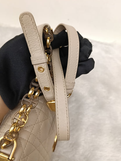 Dior Caro Medium Cannage Powder Beige Enamel Chain GHW 2023