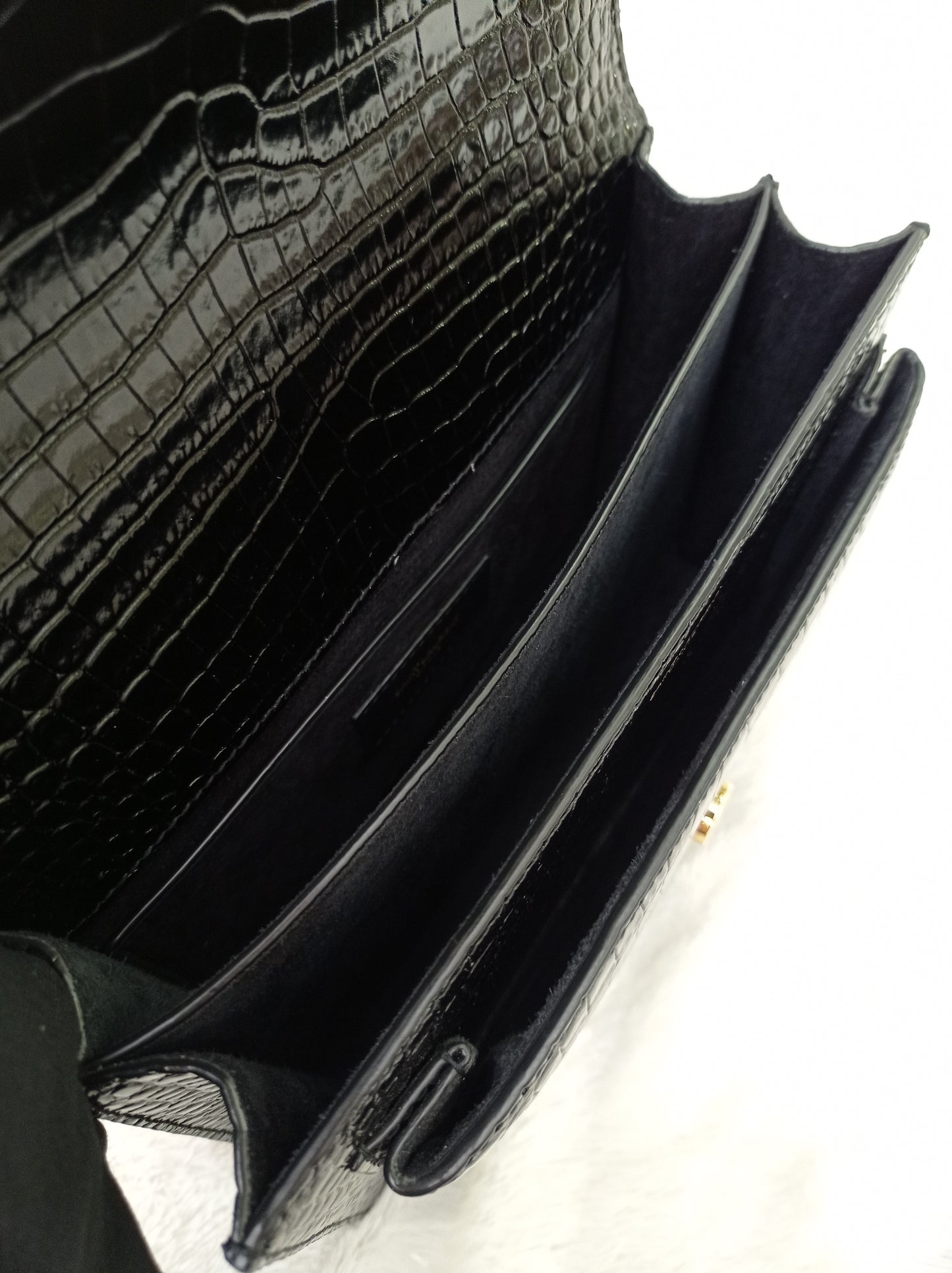 YsL Sunset Medium Croco Black GHW 2022