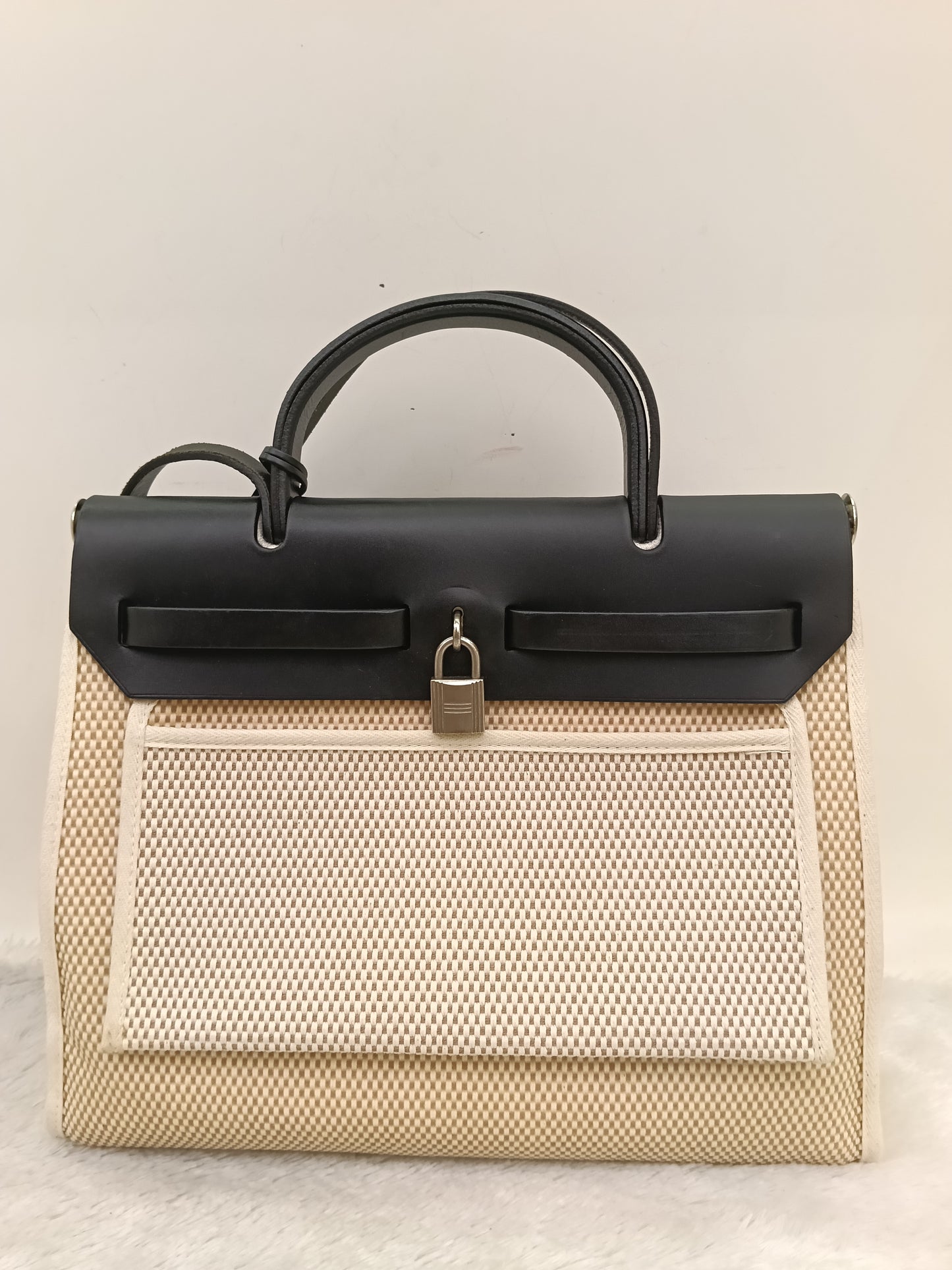 HB31 Toile Beige Flap Black PHW #D square
