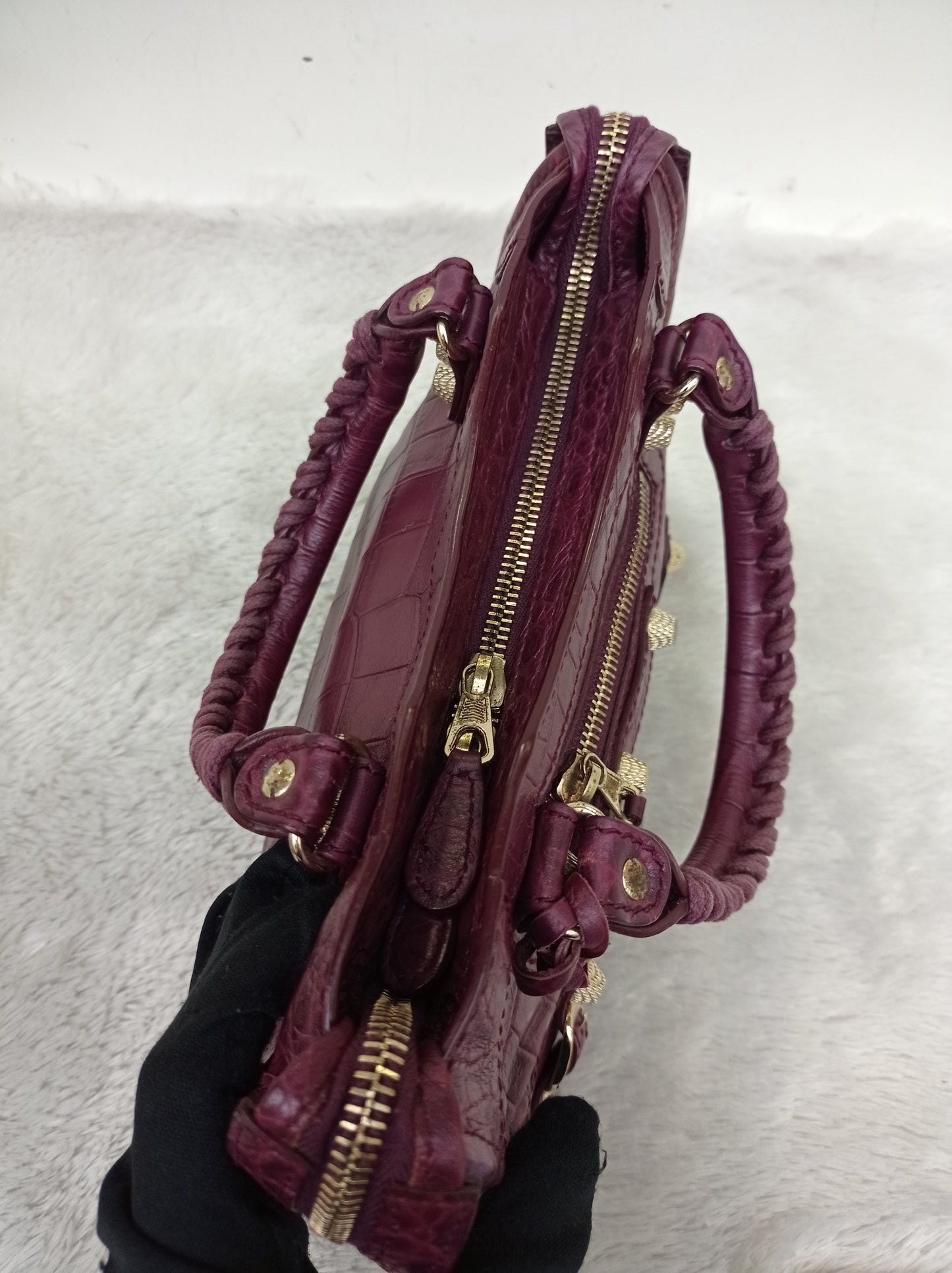 Balenciaga Mini City Giant Croco Burgundy GHW 2016