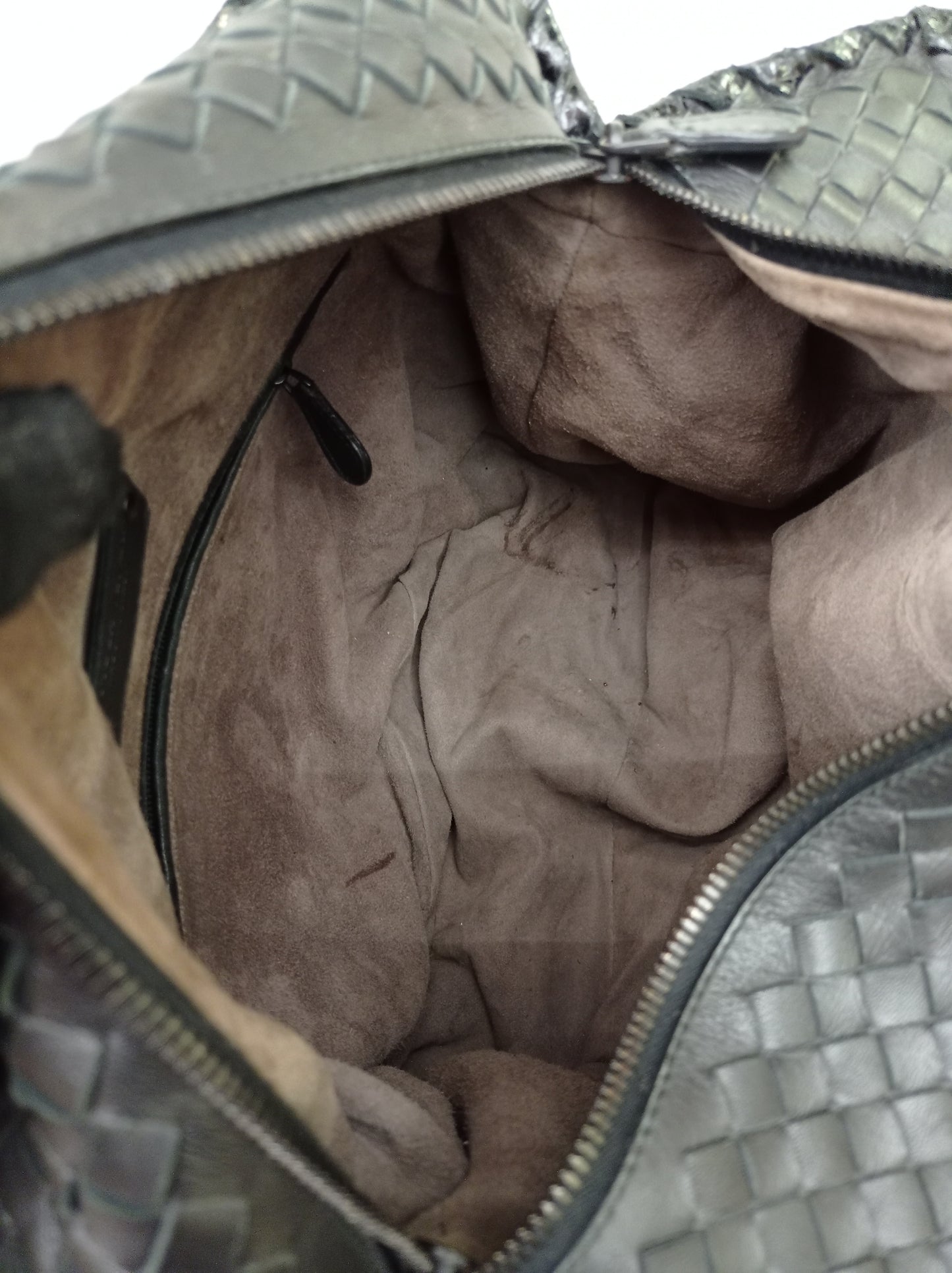 Bottega Veneta Nappa Intrecciato Ayers Brick Tote Black Snake Skin RHW