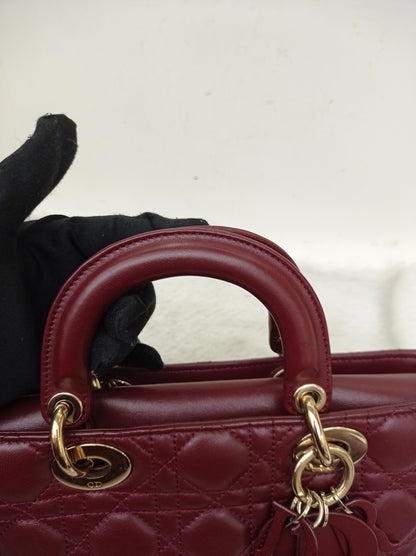 Dior Lady D'Joy Medium Lamb Burgundy GHW 2016