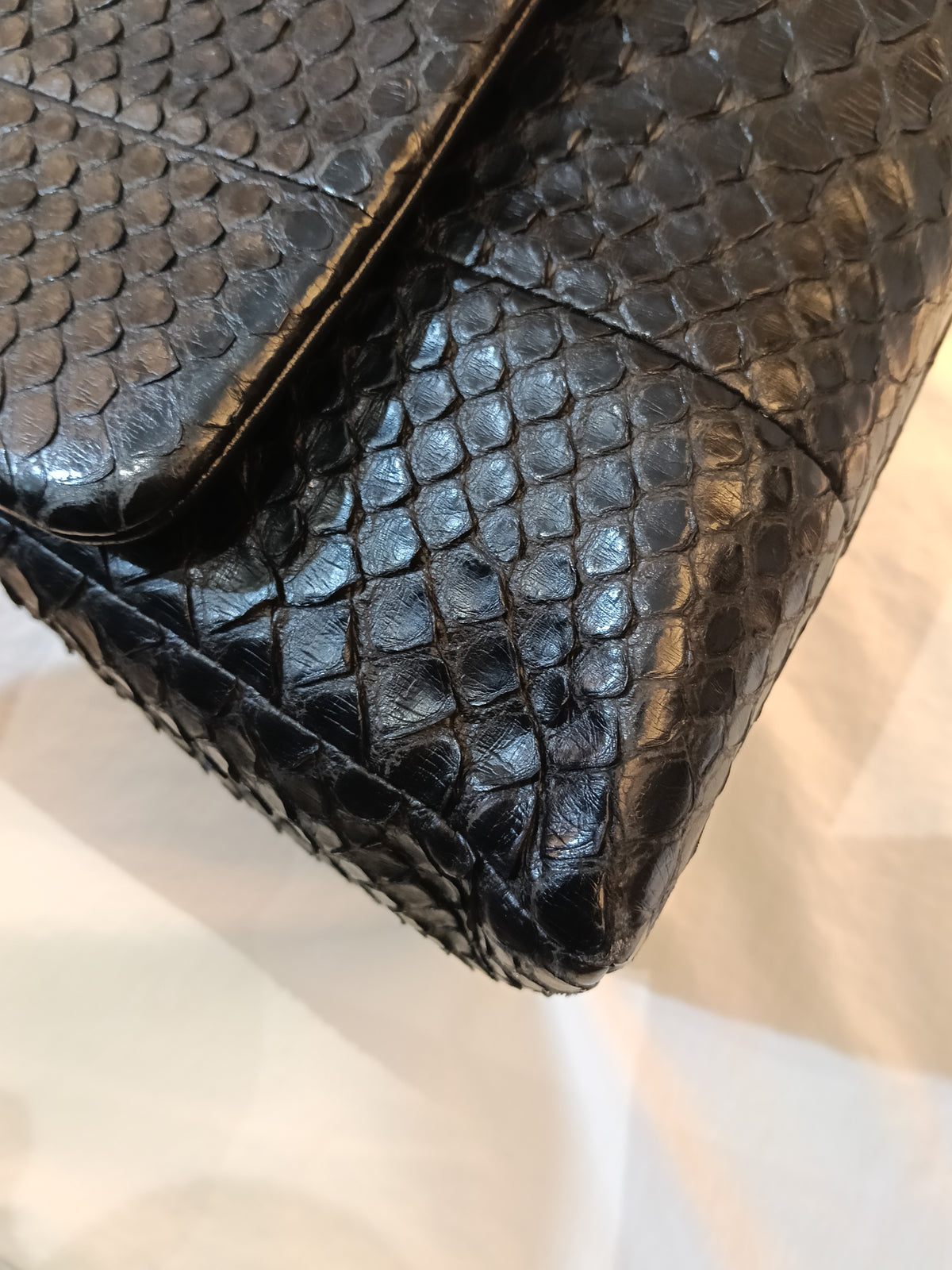 Chanel Coco Handle Medium Python Black RHW #23
