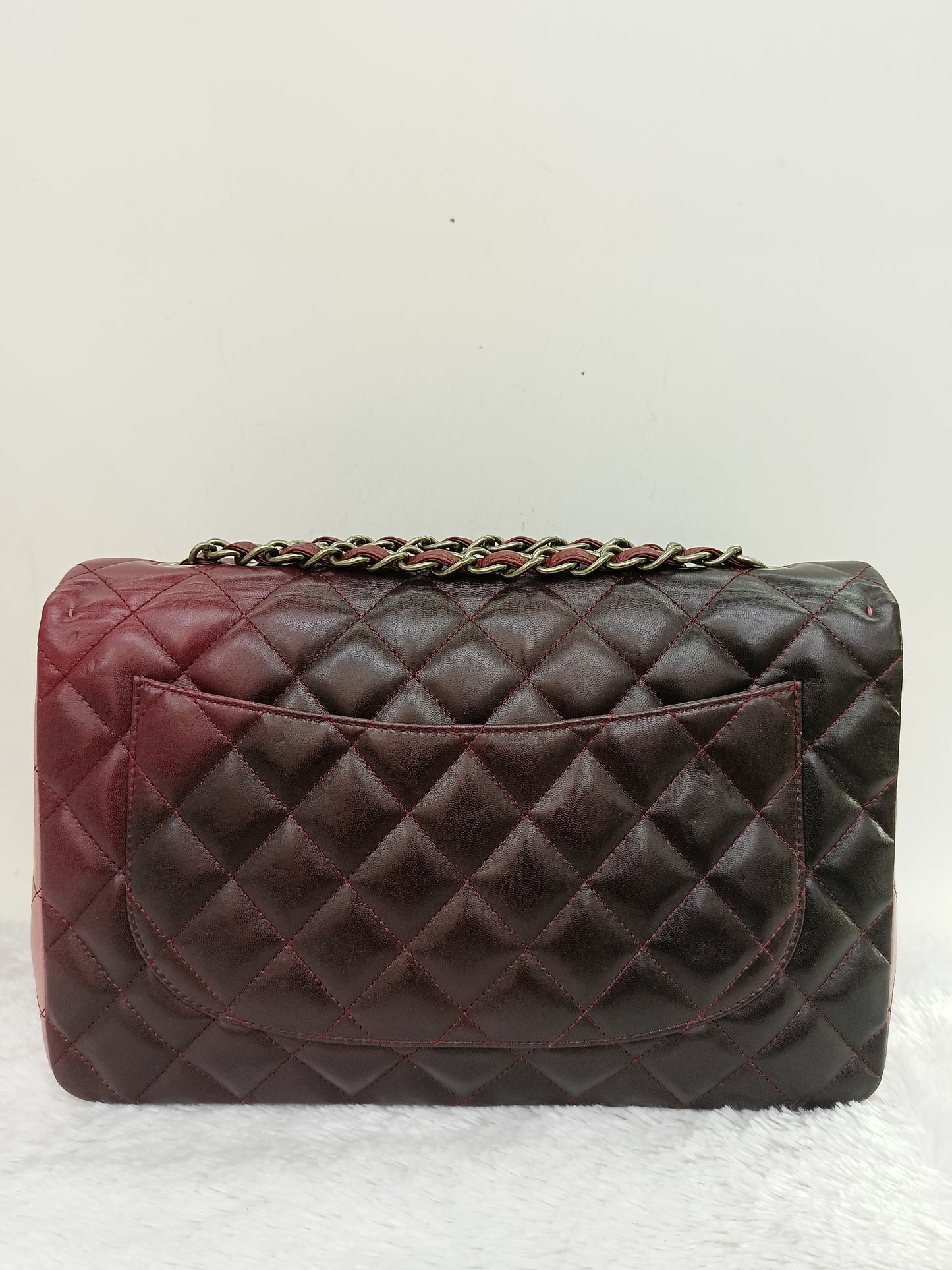 Chanel Jumbo Lamb Bordeaux Dark Red Ombre Pink RGHW SF #13