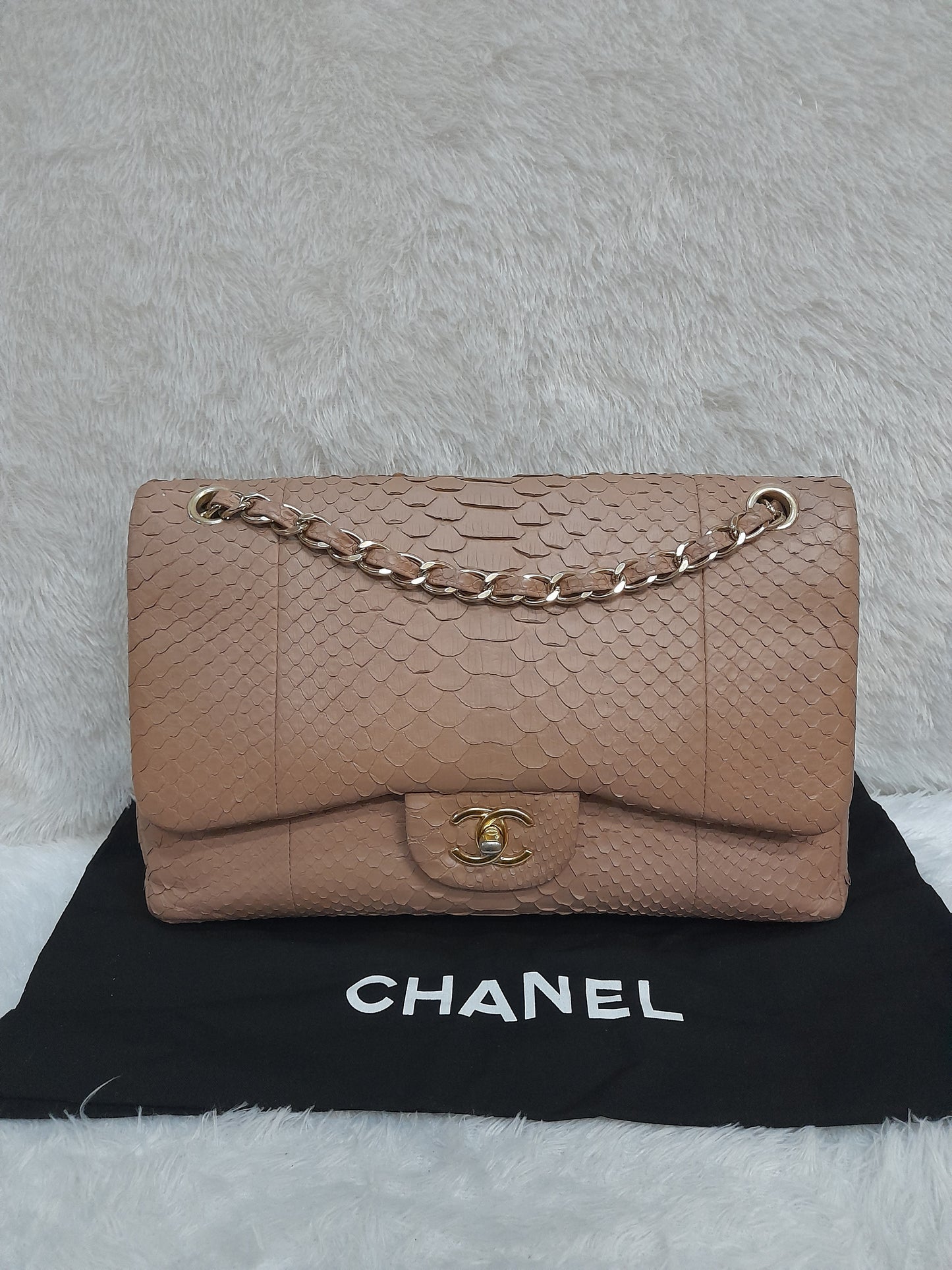 Chanel Jumbo Python Caramel GHW DF #16