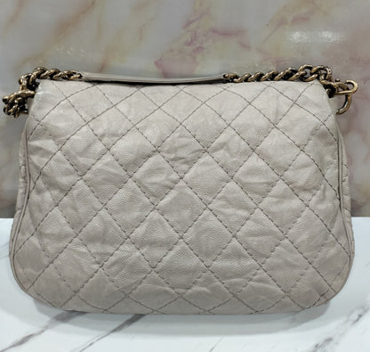 Chanel Coco Pleats Flap Messenger Caviar Beige #17                                                            Size 50x35x7cm