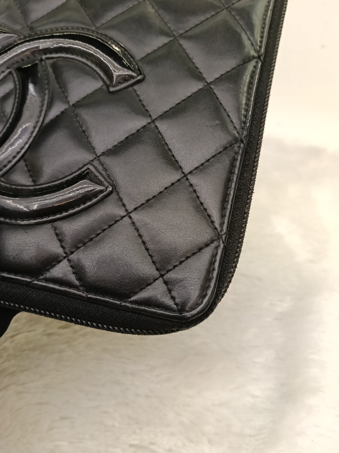 Chanel Zip Around Organizer Cambon Calfskin Black Pink SHW #16
