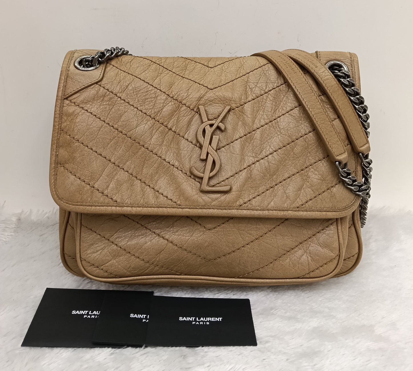YsL Niki Medium Calfskin Dark Beige RHW 2020