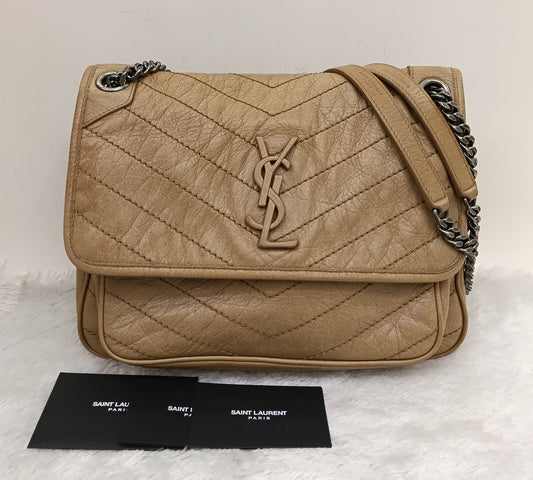 YsL Niki Medium Calfskin Dark Beige RHW 2020