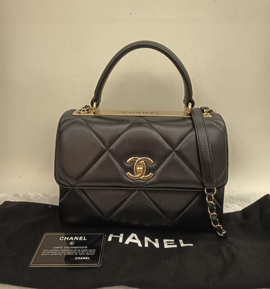 Chanel CC Trendy Small Lamb Black LGHW #28