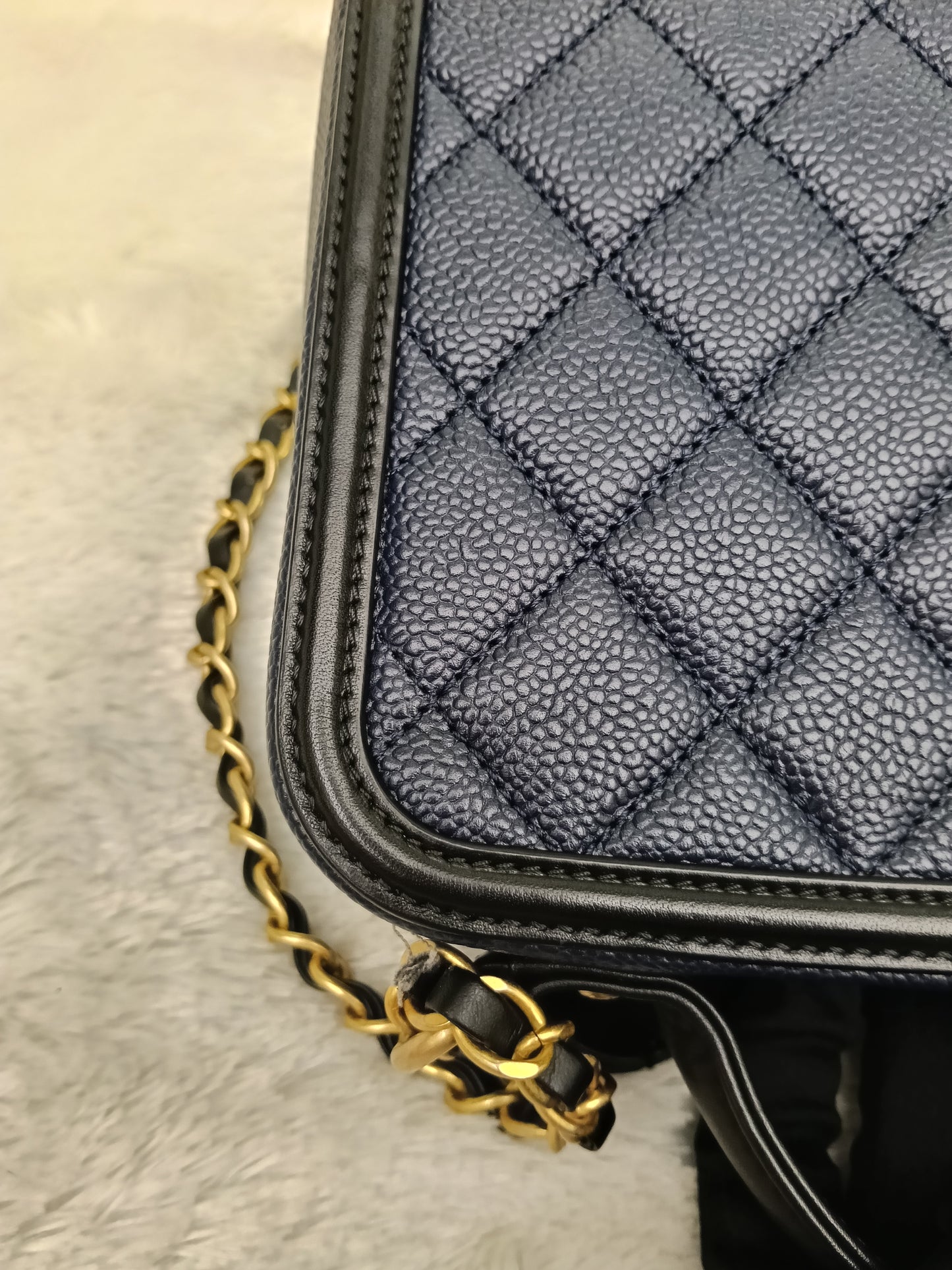 Chanel Filigree Vanity Case Medium Caviar Blue Black GHW #26