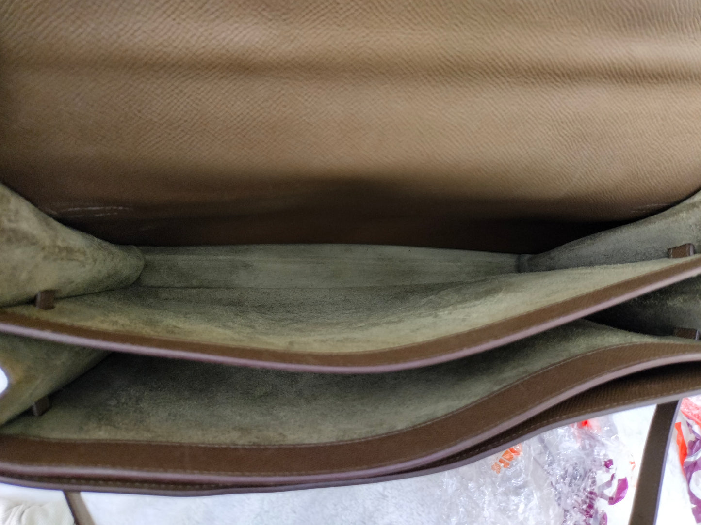 Hermes Kelly Depeches Briefcase Epsom Etoupe PHW #K square