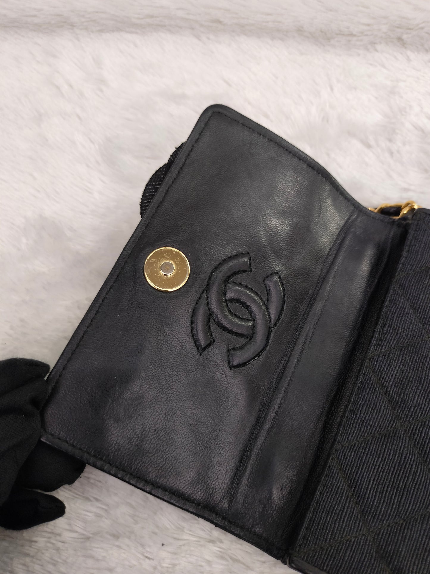 Chanel Mini Denim Flower Black Vintage GHW #1