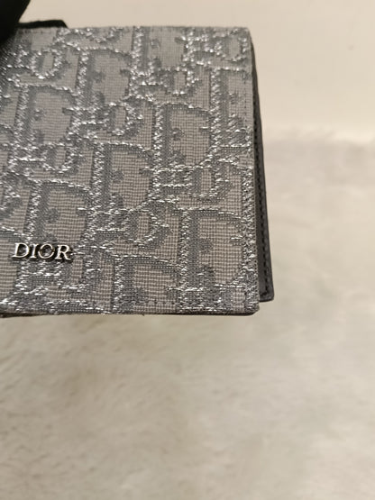 Dior Bifold Wallet Oblique Jacquard Ruthenium Grey Silver