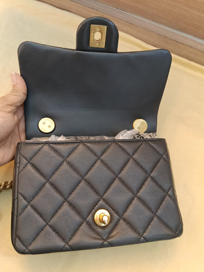 Chanel Seasonal Mini Flap Crush on Chain Calfskin Grey GHW (CHIP)