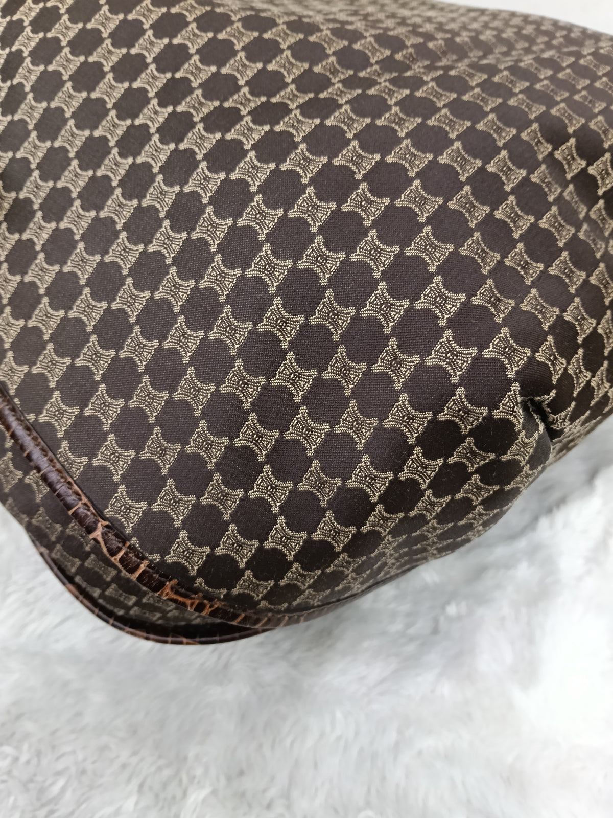 Celine Macadam Bittersweet Large Hobo Croco Embossed Chocolate SHW 2008