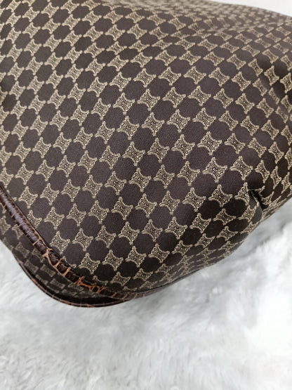 Celine Macadam Bittersweet Large Hobo Croco Embossed Chocolate SHW 2008