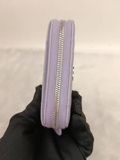 Chanel Zip Around Coin Wallet Purse Caviar Light Purple SHW #31