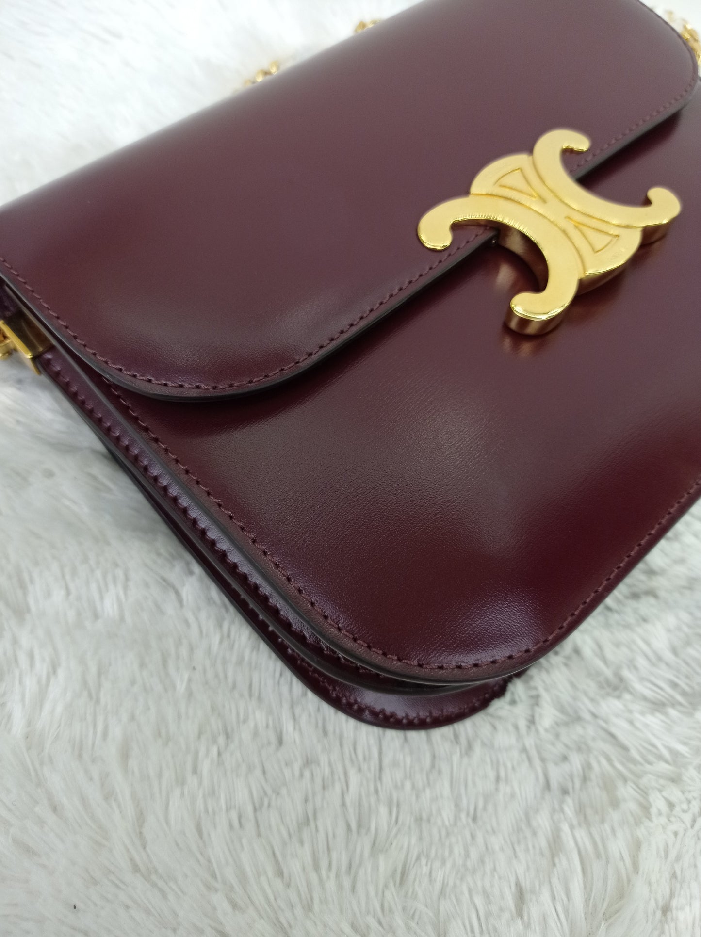 Celine Triomphe College Calfskin Dark Burgundy GHW 2023