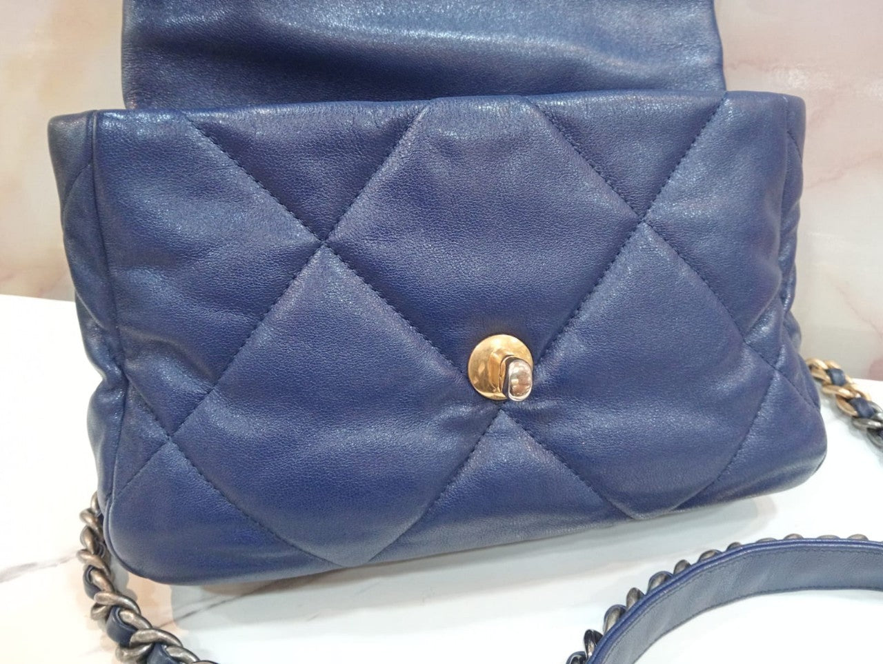 Chanel C19 Small Calfskin Blue GHW #29