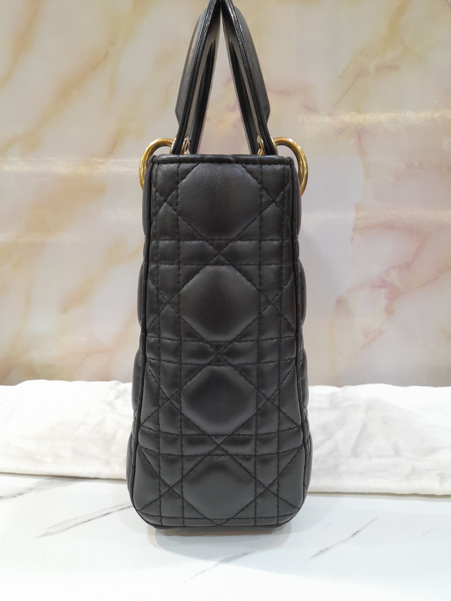 Lady Dior Small Black Lamb GHW 2019   Size 20x17x8cm